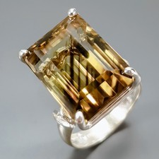 Handmade 14 ct Natural Smoky Quartz Ring 925 Sterling Silver Size 7.5 /R456335