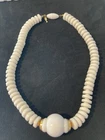 VTG Trifari Necklace White Beaded Acrylic Gold Tone Estate Costume Jewelry