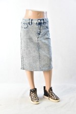 Little Girls Stretch Denim Skirt 19" knee length snow wash SIZE 12/14 JW0559