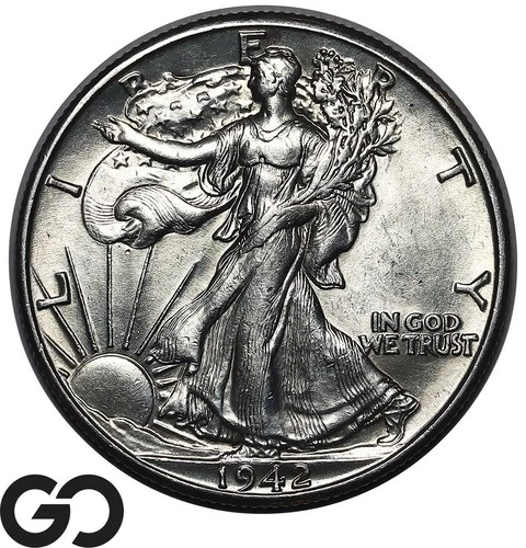 1942 Walking Liberty Half Dollar, Nice Choice BU++
