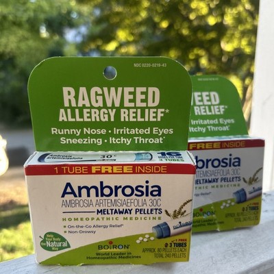 2 Box Ambrosia, Ragweed Allergy Relief, Meltaway Pellets, 6 Tubes,  480 Pellets