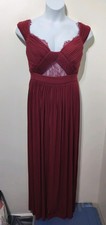 Asos burgundy red pleated bardot long maxi dress 16 wedding prom bridesmaid