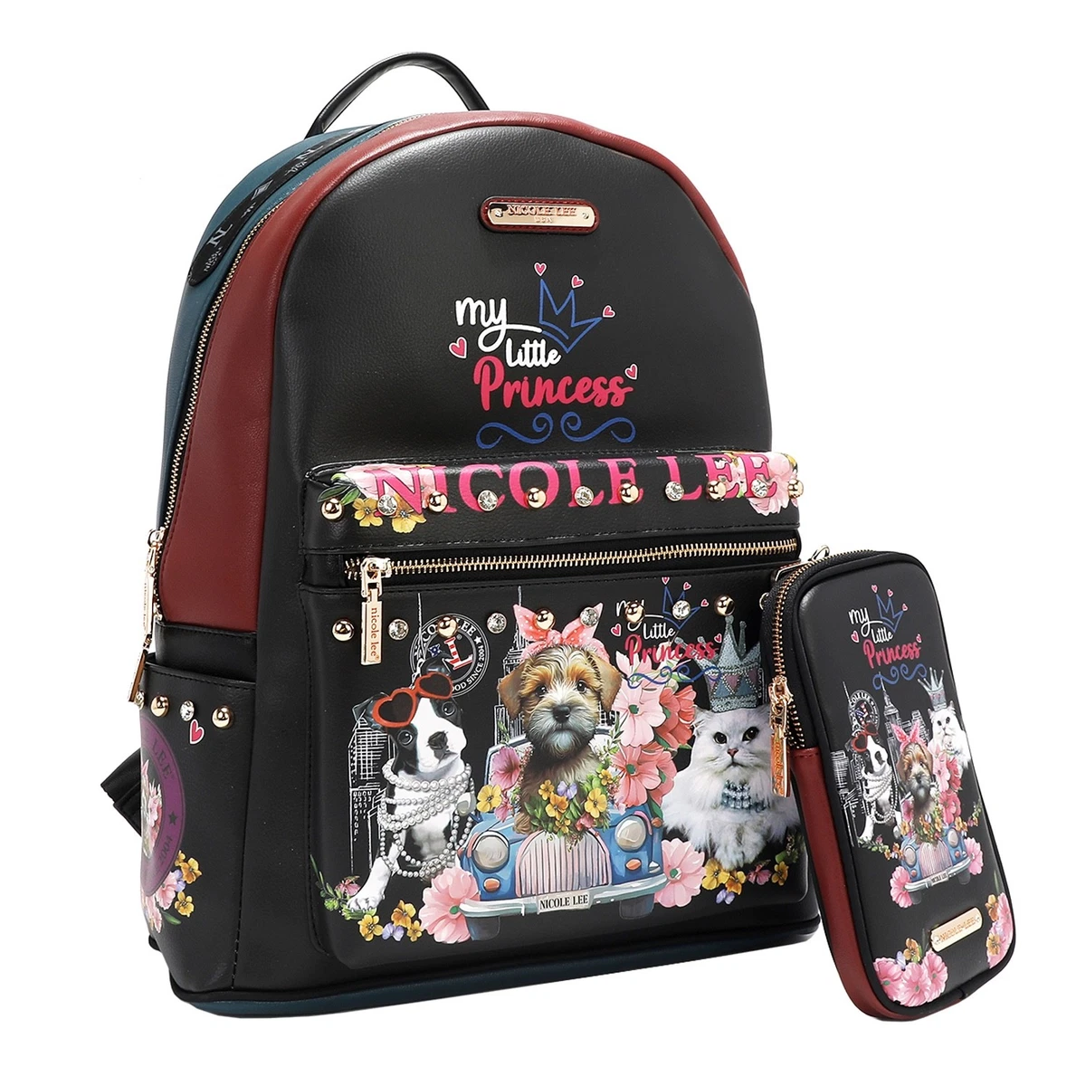 Nikky by Nicole Lee Fashion Backpack - Enjoy Every Moment - Large Backpack Puffy Large Backpack with Shiny Finish, Lightweight, Black  main image 4