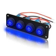 4 Gang 12v 20 Amp Toggle Rocker Switch Panel Led Breaker Waterproof Widely Fits