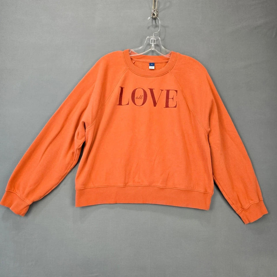 Old Navy 橙色海星运动衫长袖圆领上衣女式 M 码 — 第 2/4 张图片