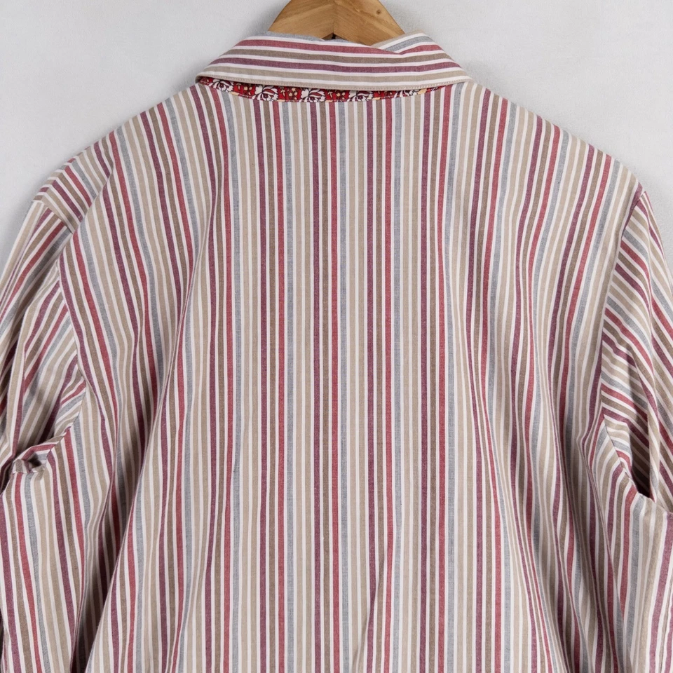 KOOS, конечно! Рубашка женская большая многоцветная в полоску с цветочным рисунком туника на пуговицах - Изображение 4 из 4