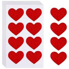 Heart Stickers, Valentines Stickers for Kids, 1.5 Inch Glitter Red -240pcs