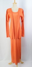 2pc Set PLEATS PLEASE Orange Jacket  Dress ISSEY MIYAKE 354 9818