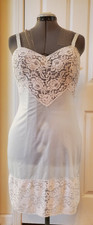 VTG Baronet Lingerie Light Blue Nylon Sheer Lace Full Slip 32 Average Union USA