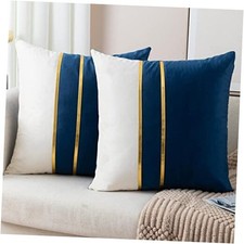 Set of 2 Velvet Decorative Throw Pillow Covers 18" x 18" Pack of 2 Navy Blue