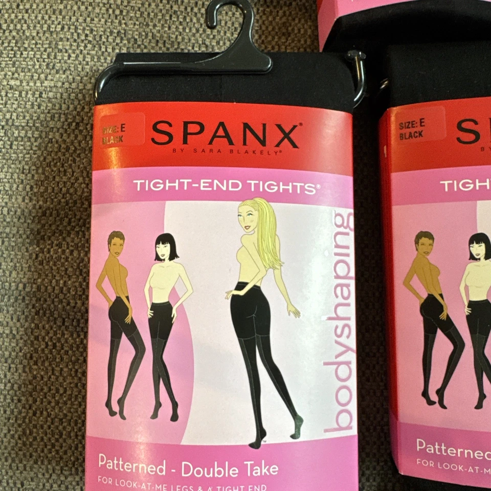 Medias modeladoras corporales Spanx talla grande negras con estampado doble toma talla E Foto 2 de 4