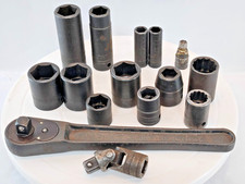Rare Vintage Snap-on Govt Spec Industrial Black Oxide Impact Socket Ratchet Set