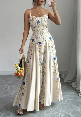 Polyester Printed Waist-Cinching Strap Dress Women's Clothing