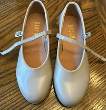 Bloch Nude Beige Tap Shoes Heeled Girls Size 4.5 Nearly New Straps Shoe Dance
