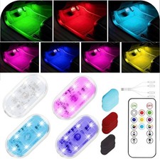 4Pcs LED Interior Car Lights with Remote,7 Colors Sync to Music RGB Remote