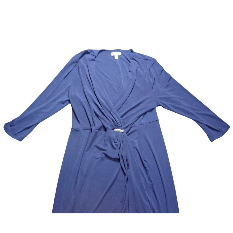 Платье с запахом Charter Club женское XL темно-синее эластичное с избытком шеи с длинным рукавом - Изображение 3 из 4