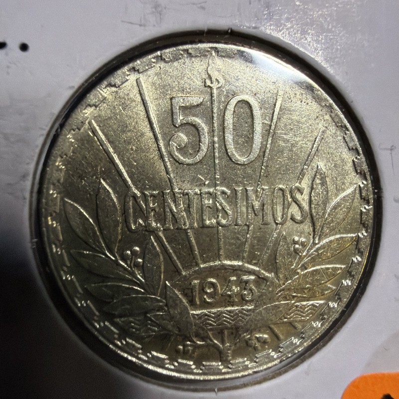 Uruguay 50 Centesimos 1943 So Silver Coin KM#31 H20119