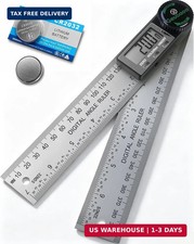Digital Angle Finder Tool Stainless Steel, 2 Batteries Protractor, 7inch/200mm A
