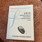 American Eagle 2015-W Silver One Ounce Uncirculated Coin US Mint Box with COA
