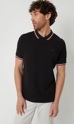 THREADBARE Dorry Herringbone Pique Polo Shirt in Black Small (fmn52-7)