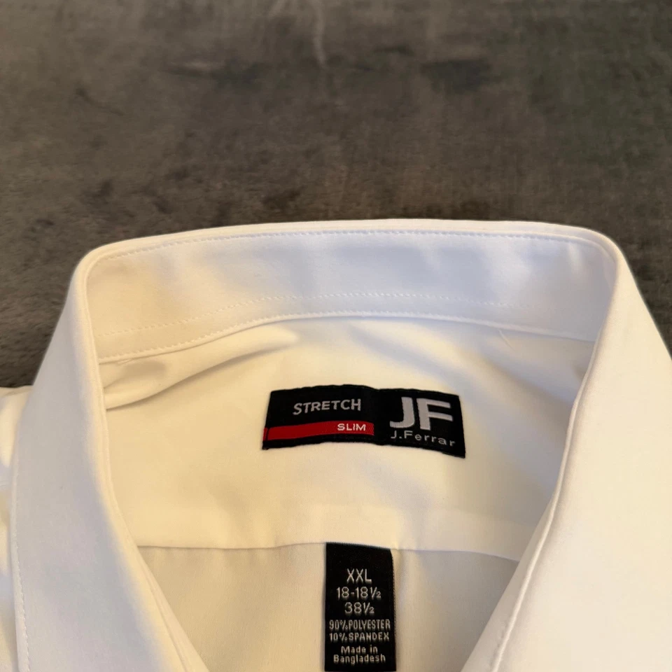 J Ferrar Slim White Gray Floral Stretch Dress Shirt Wrinkle Free Mens XXL NWT - Image 4 of 4
