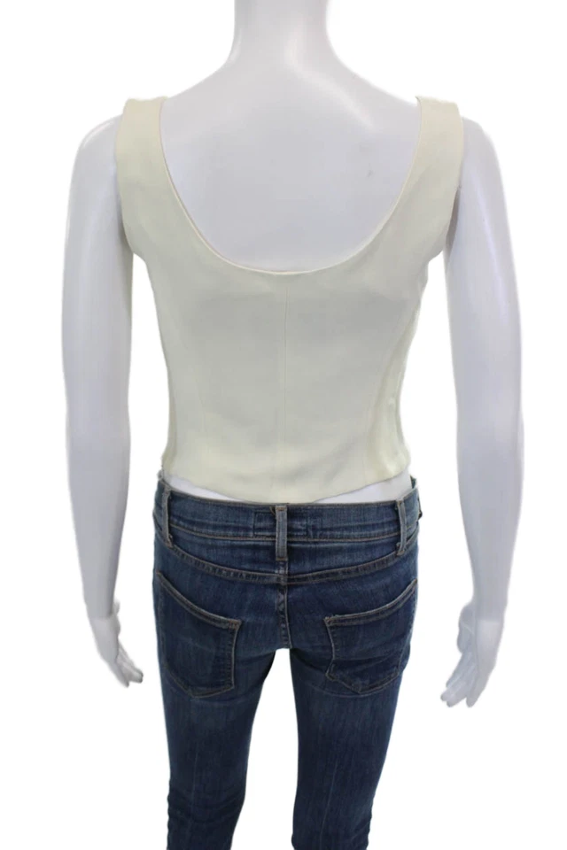 Blusa Moschino feminina barata e chique sem mangas gola redonda branca tamanho 8 - Imagem 3 de 4