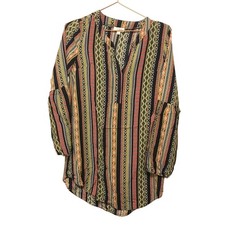 Umgee Boho Multicolor V-Neck Dress - Size Small