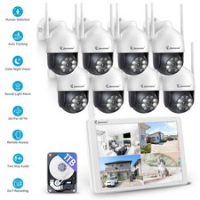 Wireless CCTV Security Camera System 10CH 5MP Color Night Vision IP66 WIFI Audio