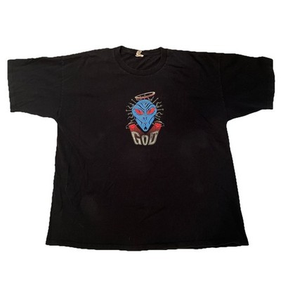 Vintage 90s Archaic Smile GOD Alien Graphic Single Stitch T-Shirt