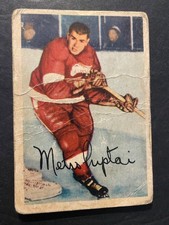 Metro Prystai (Red Wings) - 1953-54 Vintage Parkhurst Hockey Card #42