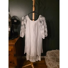 White Lace Sleeve Tiered Dress Made in Italy Boho Chic ptp 25