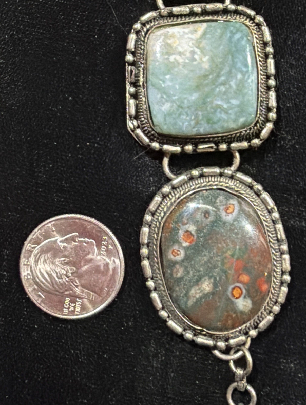 Vintage Multi-Stone Statement Bezeled Silver-tone… - image 5