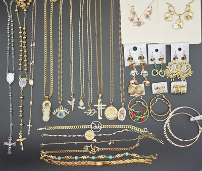 Wholesale Jewelry Lot - 40 pcs. Gold Plated 14K 18K 24K STARTUP Kit Oro Laminado - Image 1 of 4