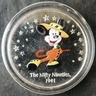 2003 1oz Silver Mickey Mouse Colorized 'The Nifty Nineties' Round in a Capsule