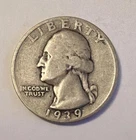 1939-S Washington Silver Quarter Circulated VG/VG+ U.S. coin