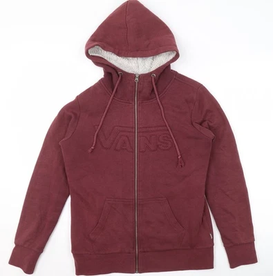 Vans Damen Jacke rot mit Kapuze Fleece gefüttert Reißverschluss Größe S - Bild 1 von 4