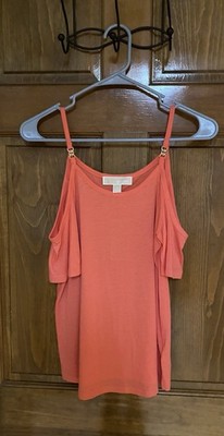 NWT Michael Kors Cold Shoulder Short Sleeve Top Nectar Size XS     Retail $78