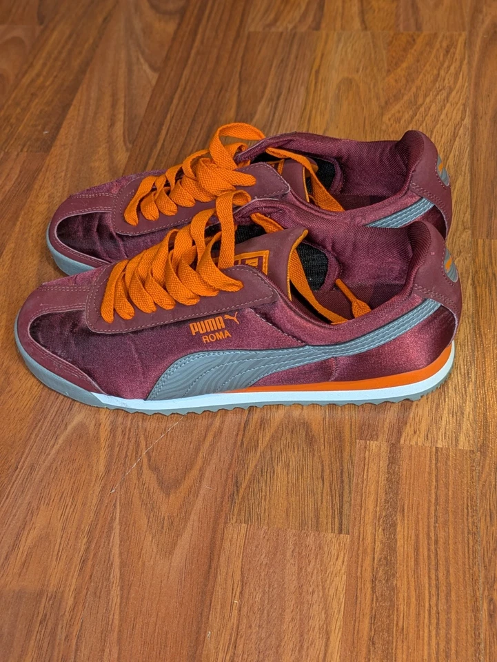 Женские кроссовки PUMA Roma размер 8 темно-бордовые и оранжевые серые ретро классические беговые - Изображение 2 из 4
