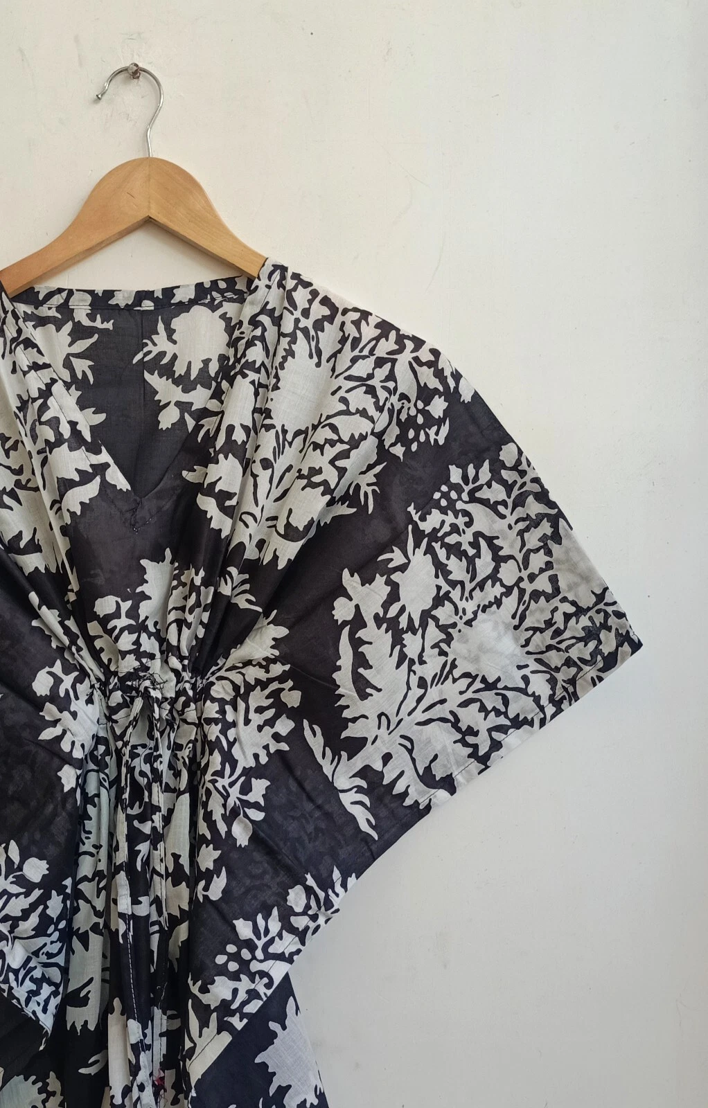 PALM ANGELS Abito da notte maxi abito caftano nero indiano grande palma cotone Stati Uniti