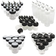  10x Single-action Dual-action Airbrush pot Glass Plastic Bottles Jar 22cc 80cc