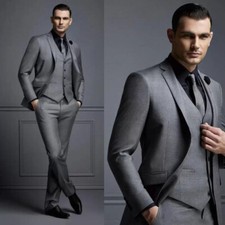 Men's Suits Formal Business Officer Jacket Pants Vest 3 Piece Set Groom Tuxedo