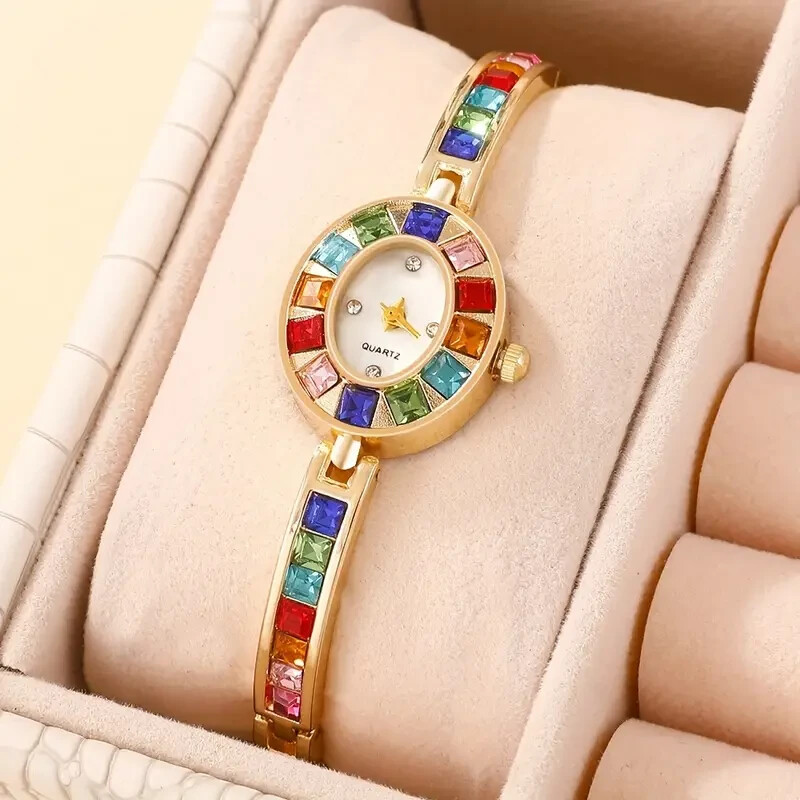 Fashion Golden Tone Quartz Women display picture 1