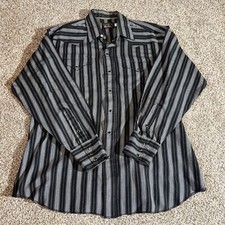 Vintage Panhandle Slim Mens Pearl Snap Western Shirt Size 17.5-35 Striped