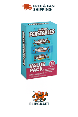 24 Bars) Feastables MrBeast Milk Chocolate Variety Pack – 1.24 oz