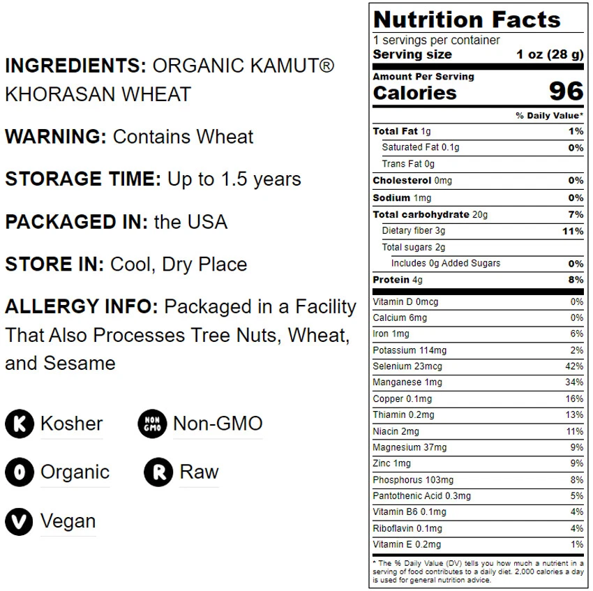 Harina de trigo orgánica KAMUT Khorasan - sin OGM, kosher, cruda - por Food To Live Foto 4 de 4