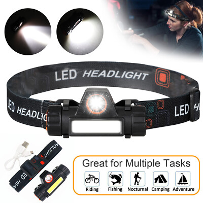 KIT 500 Lumens USB Rechargeable Ultra Bright LED COB HeadLamp / Flashlight - NEW
