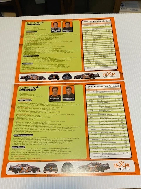 Vintage 2002 Robby Gordon Nascar Postcard / Handout Lot of 2 - Image 2 of 2