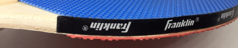 Paleta de ping pong Franklin Sports 3 capas núcleo pips out superficie azul/rojo Foto 3 de 4