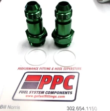 Holley Carb Inlet Fittings 08an male flar to 7/8-20 bowls Show Polish Green Alum