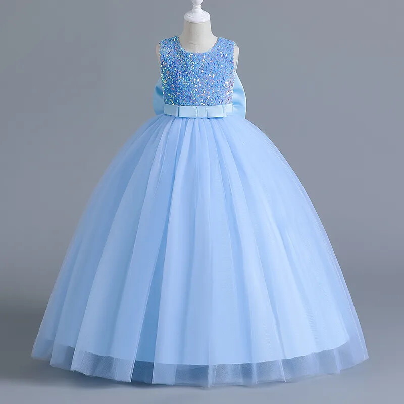 12 14 Yrs Girls Party Dresses Bow Prom Gown for Kids Birthday Princess  Clothes | eBay